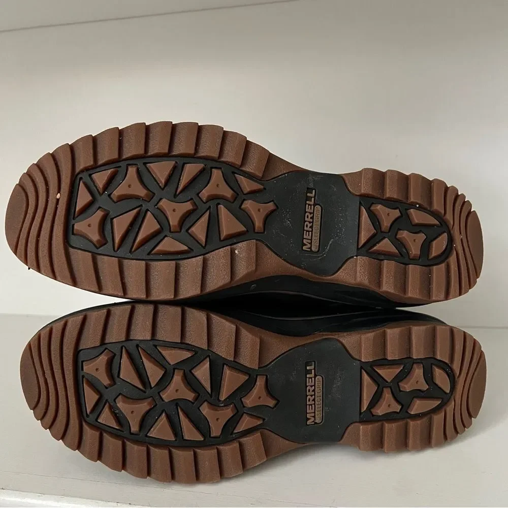 MERRELL Eventyr Bond Waterproof Brown Leather Front Zip Booties Size 7.5 Women’s